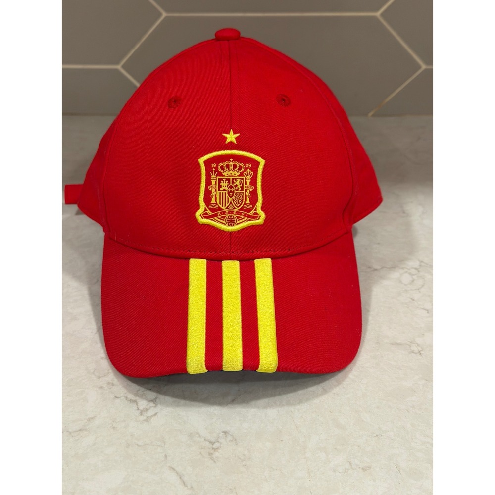 Adidas Spain National Team Soccer Cap Red Yellow RFEF Adjustable Hat AO2820